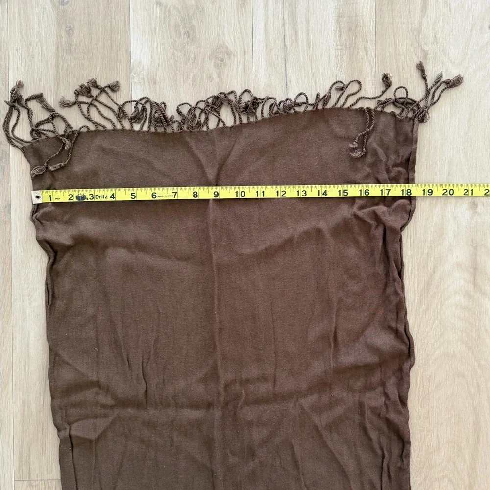 Brown Fringe Pashmina-Style Scarf